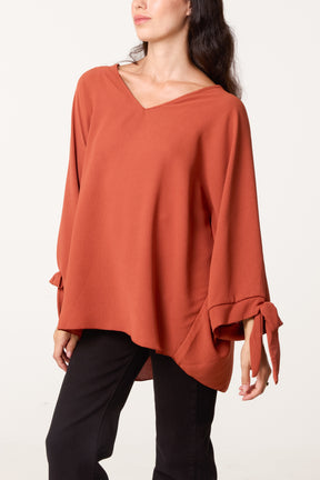 Side Tie V-Neck Top