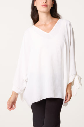 Side Tie V-Neck Top