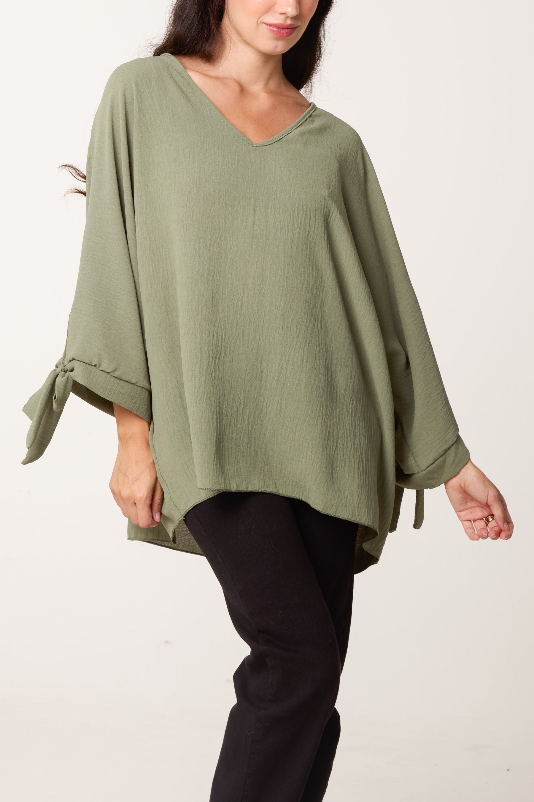 Side Tie V-Neck Top