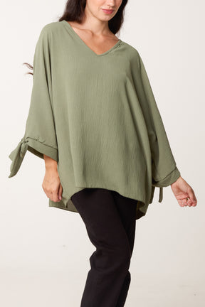 Side Tie V-Neck Top