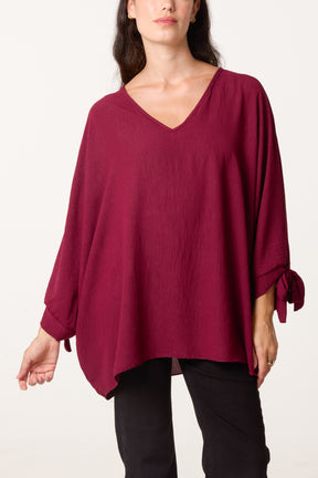 Side Tie V-Neck Top