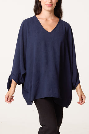 Side Tie V-Neck Top