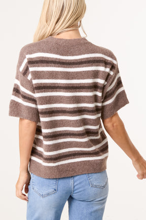 Striped Knit Short Sleeve Jumper