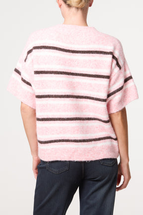 Striped Knit Short Sleeve Jumper