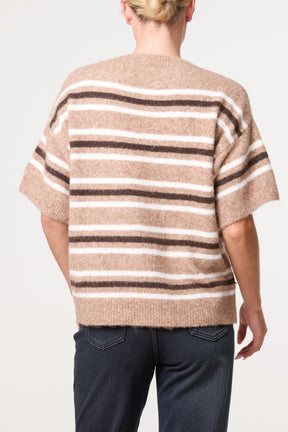 Striped Knit Short Sleeve Jumper