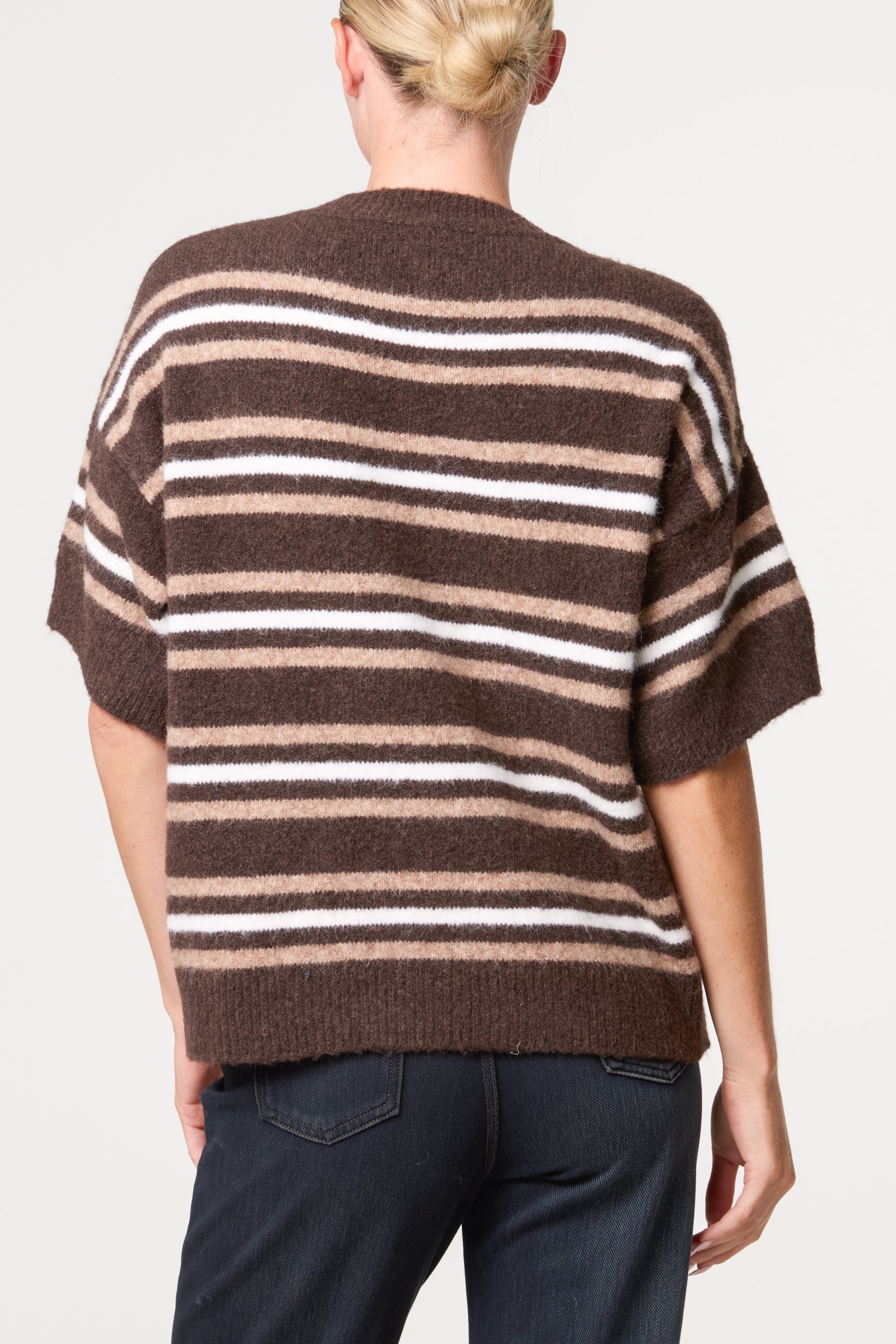 Striped Knit Short Sleeve Jumper