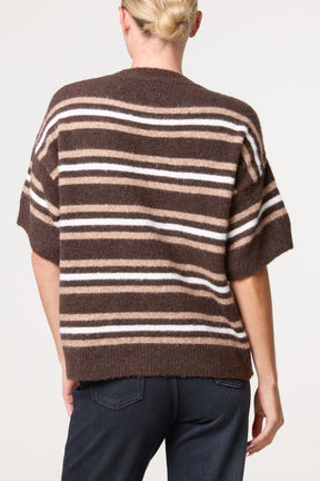 Striped Knit Short Sleeve Jumper