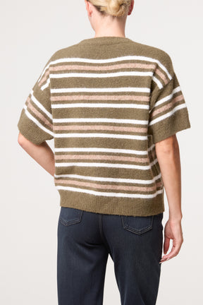 Striped Knit Short Sleeve Jumper