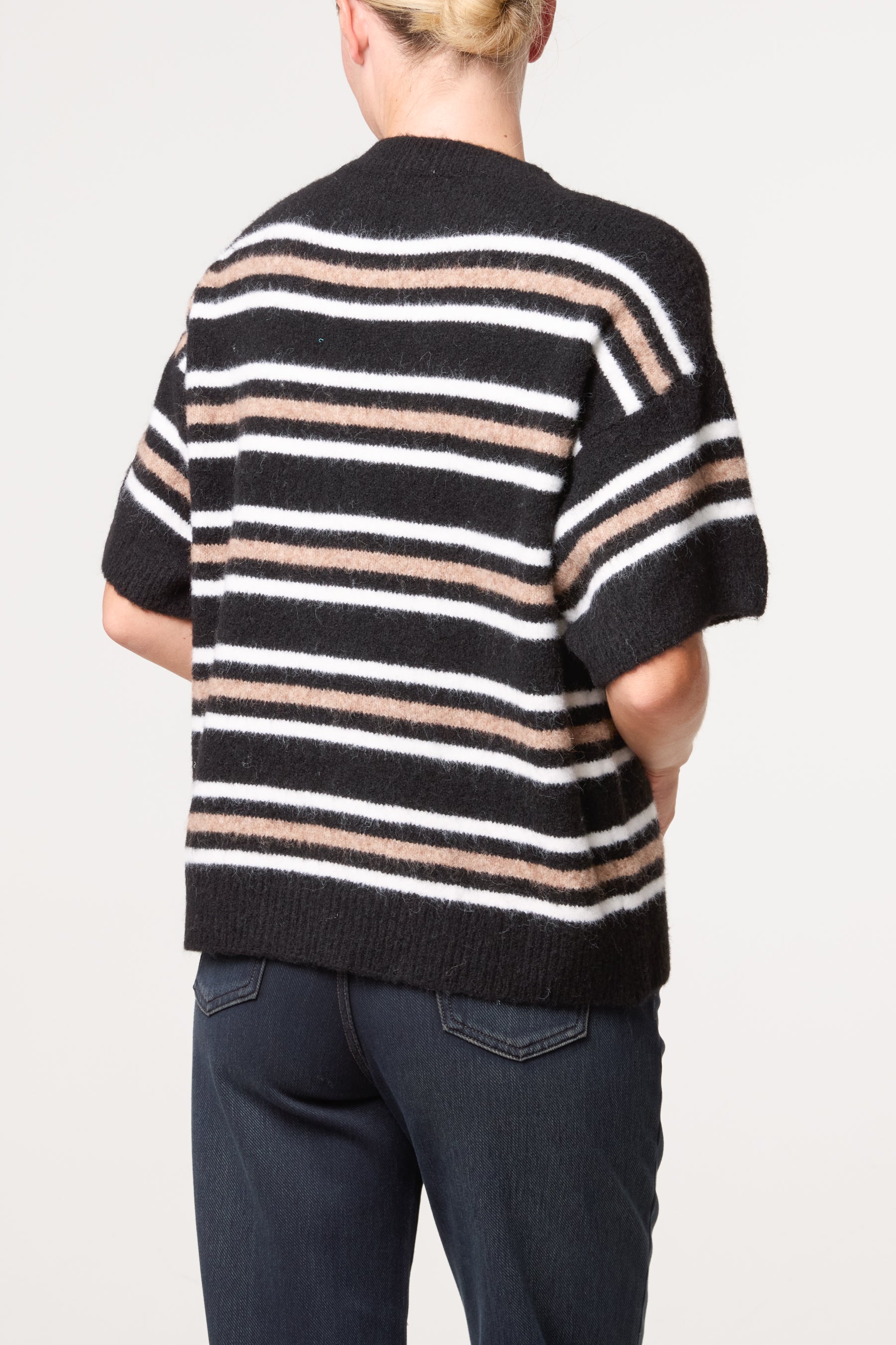 Striped Knit Short Sleeve Jumper