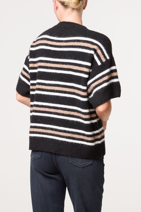 Striped Knit Short Sleeve Jumper