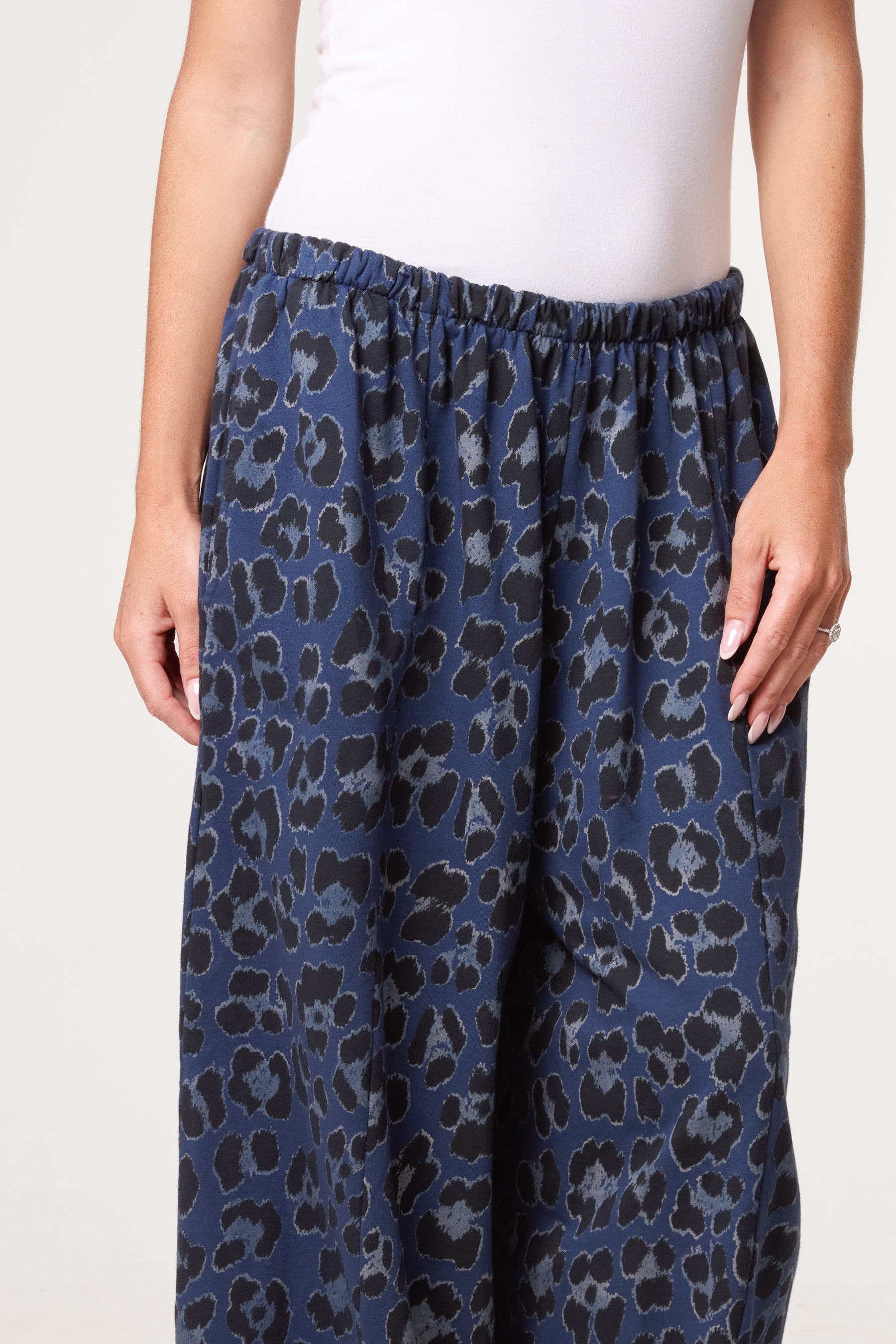Cotton Leopard Wide Leg Trousers