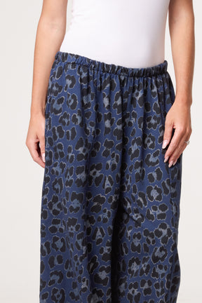 Cotton Leopard Wide Leg Trousers