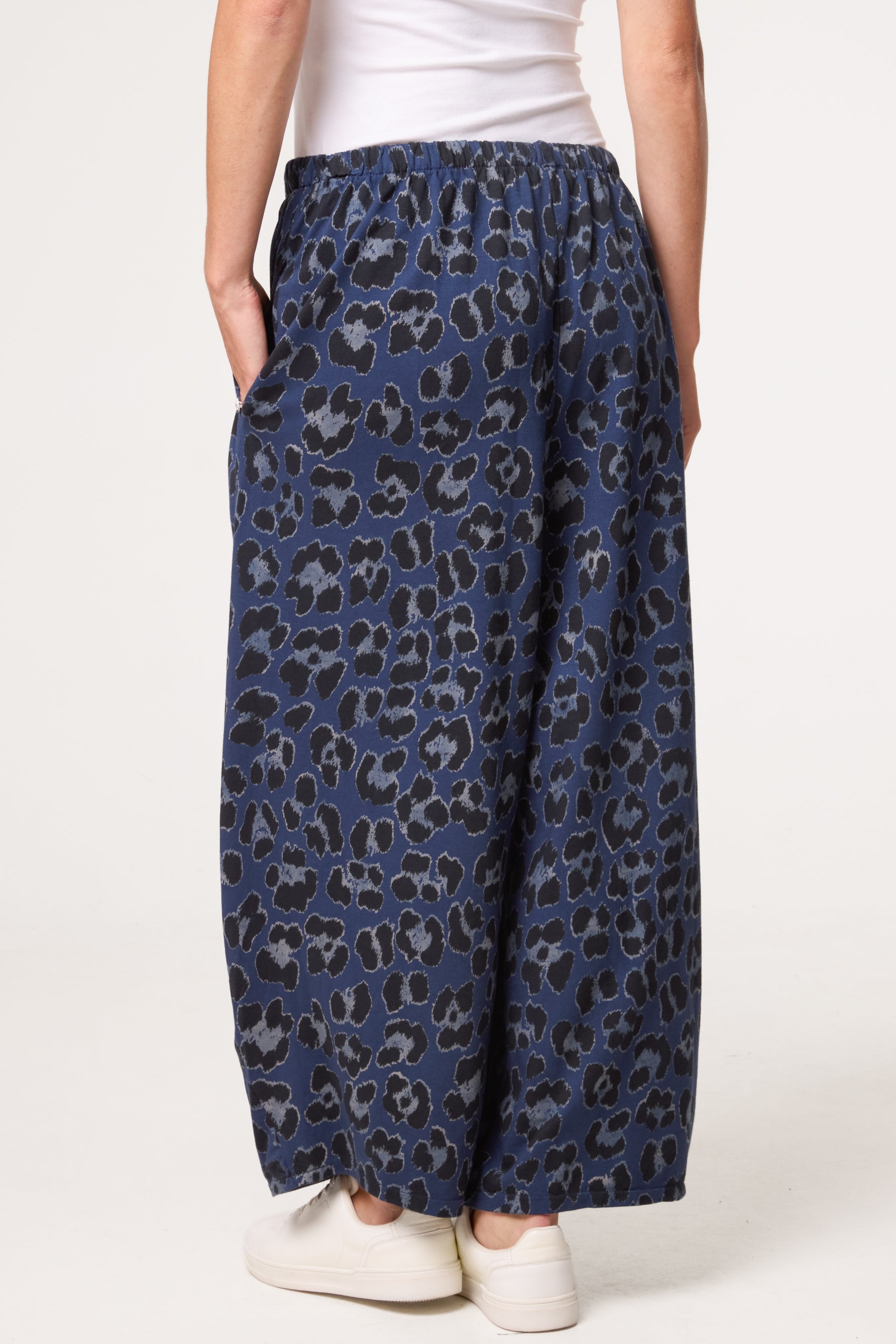 Cotton Leopard Wide Leg Trousers