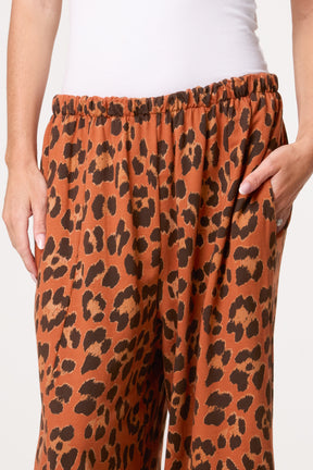 Cotton Leopard Wide Leg Trousers
