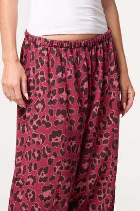 Cotton Leopard Wide Leg Trousers