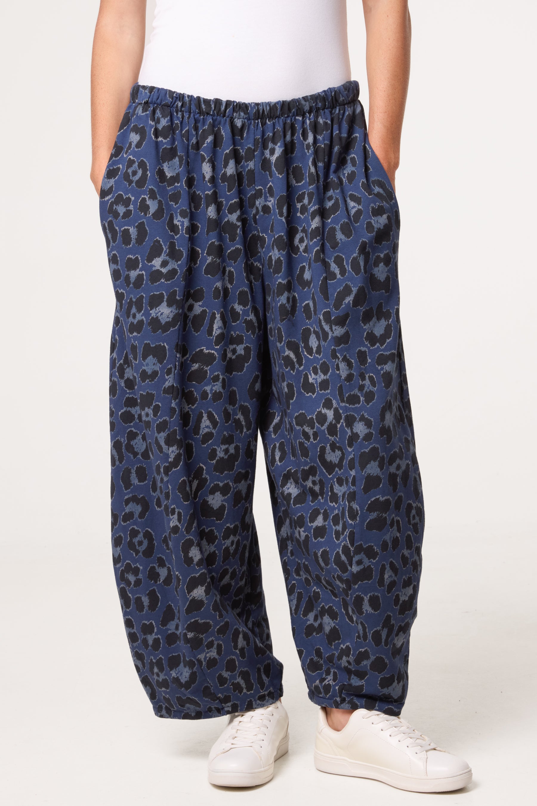 Cotton Leopard Wide Leg Trousers
