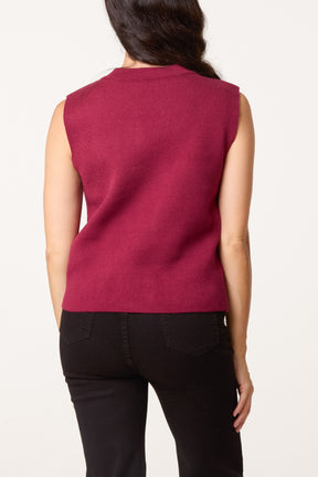 Golden Button Essential Knit Waistcoat