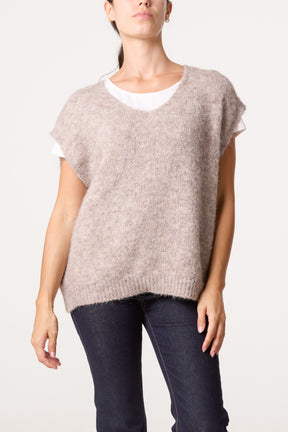 Fluffly Knitted V-Neck Vest