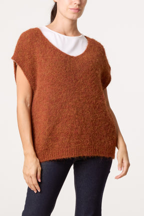 Fluffly Knitted V-Neck Vest