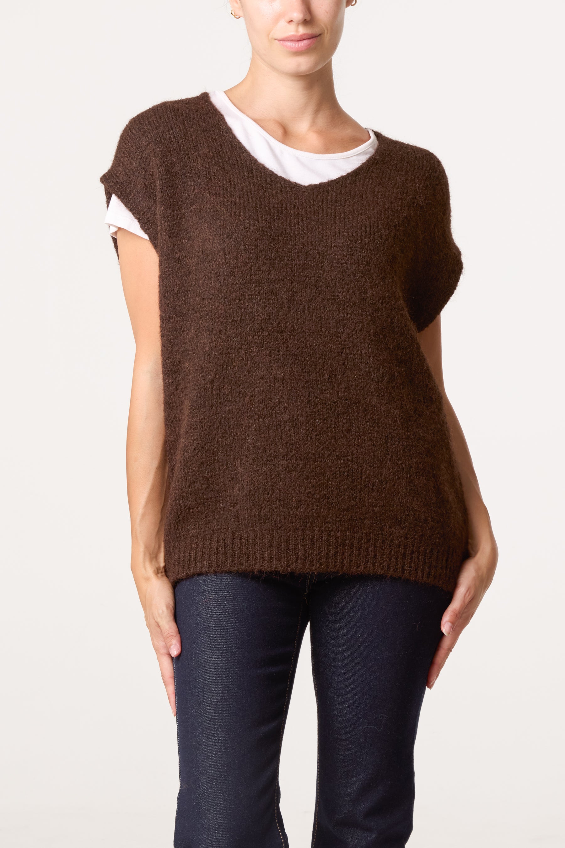 Fluffly Knitted V-Neck Vest