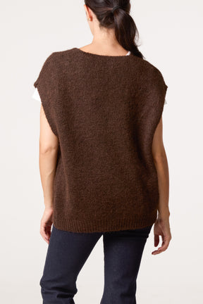 Fluffly Knitted V-Neck Vest