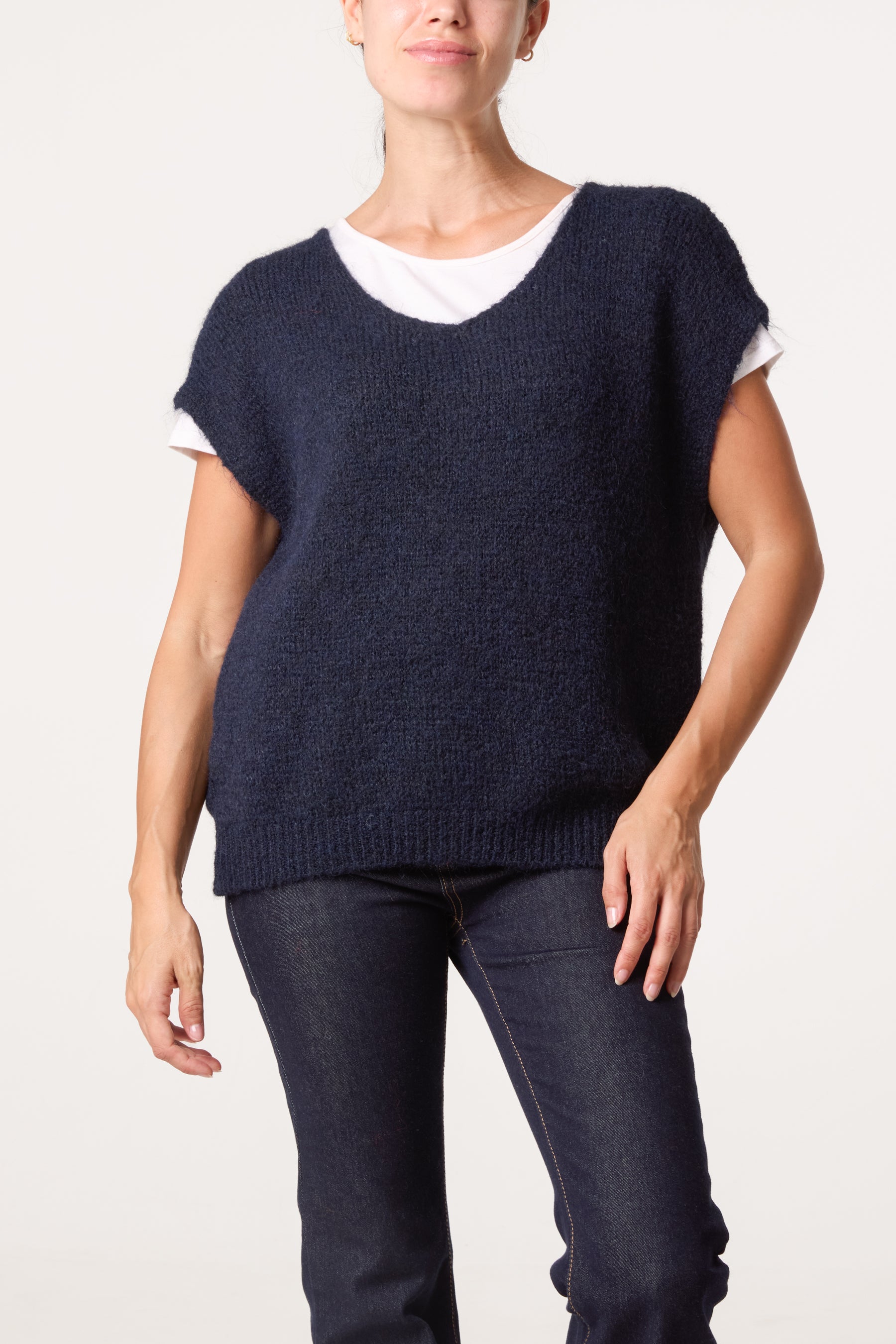 Fluffly Knitted V-Neck Vest