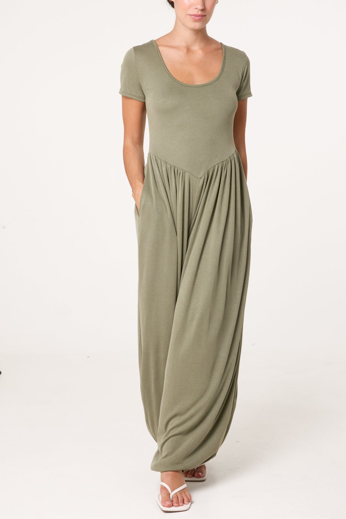 Cuffed Round Neck Essential Jumpsuit