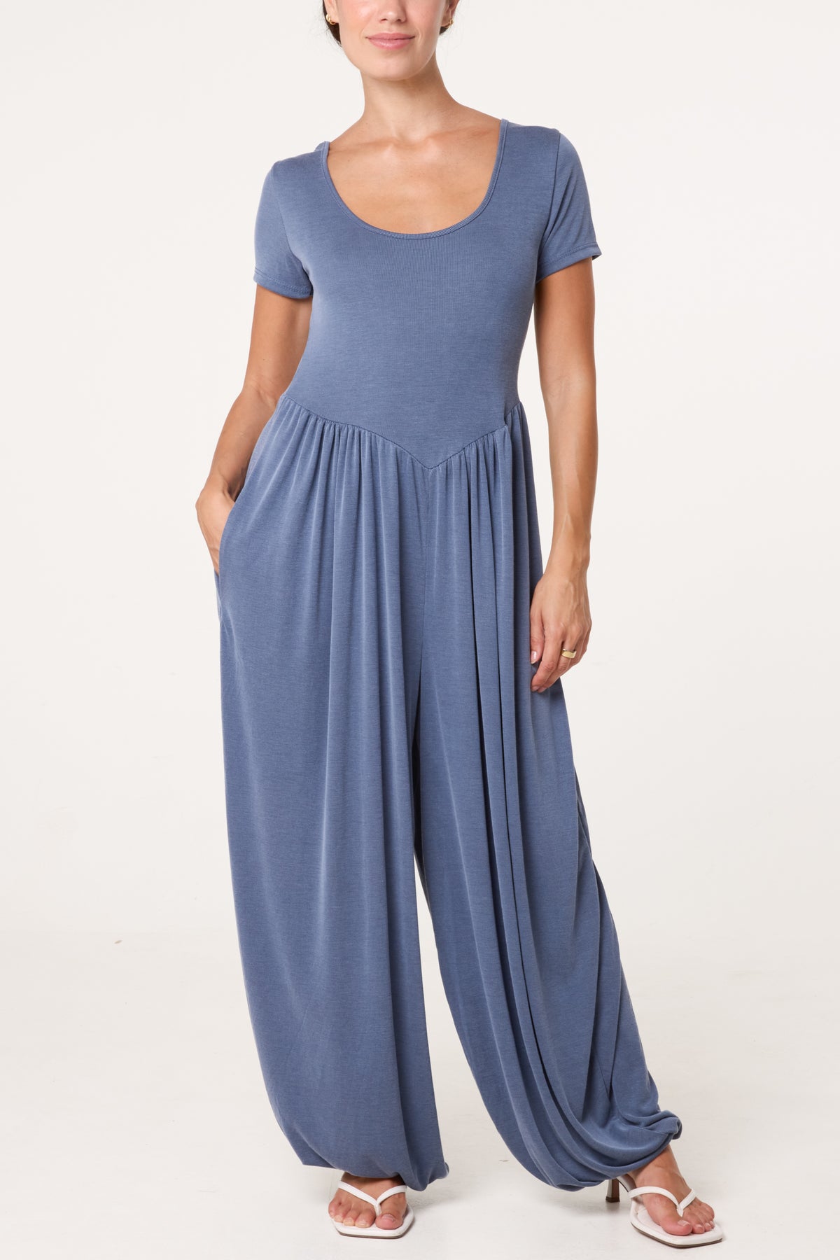 Cuffed Round Neck Essential Jumpsuit