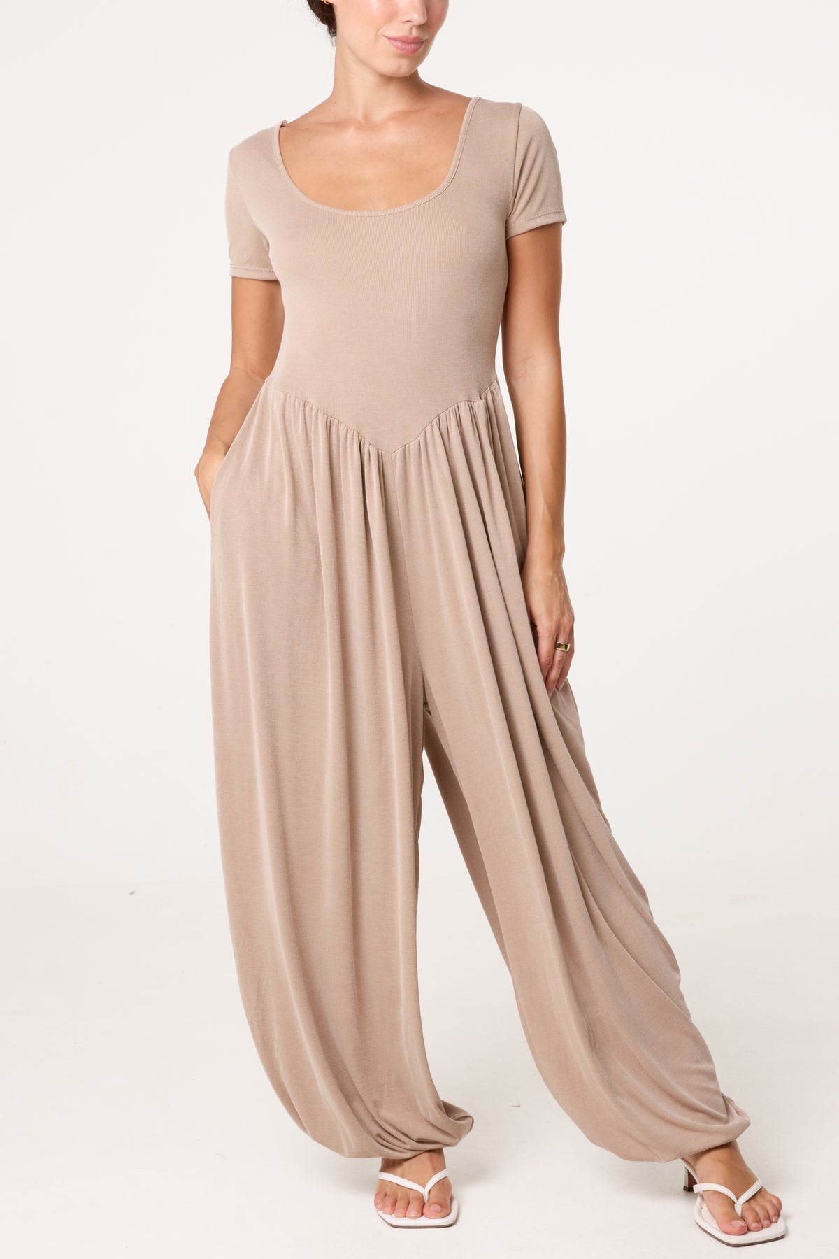 Cuffed Round Neck Essential Jumpsuit