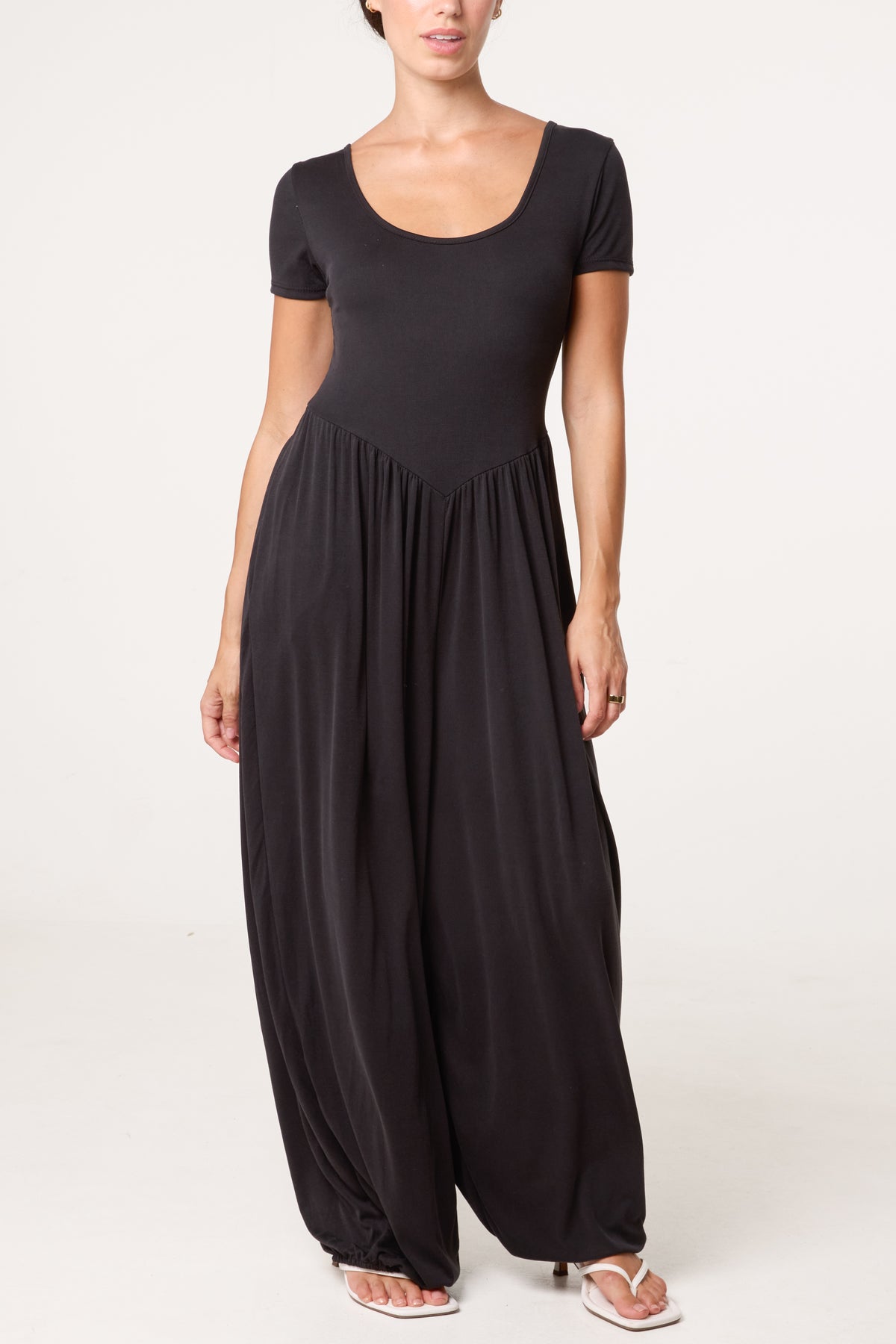 Cuffed Round Neck Essential Jumpsuit