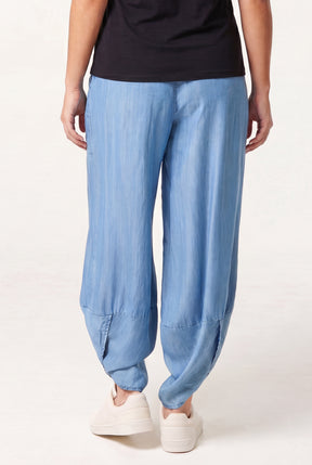 Front Pockets Denim Harem Trousers