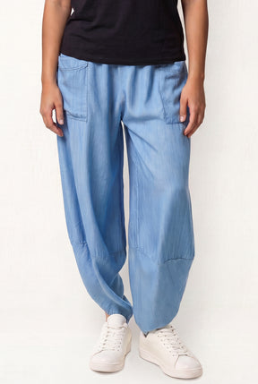 Front Pockets Denim Harem Trousers