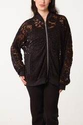 Zip Through Lace Jacket With Pockets