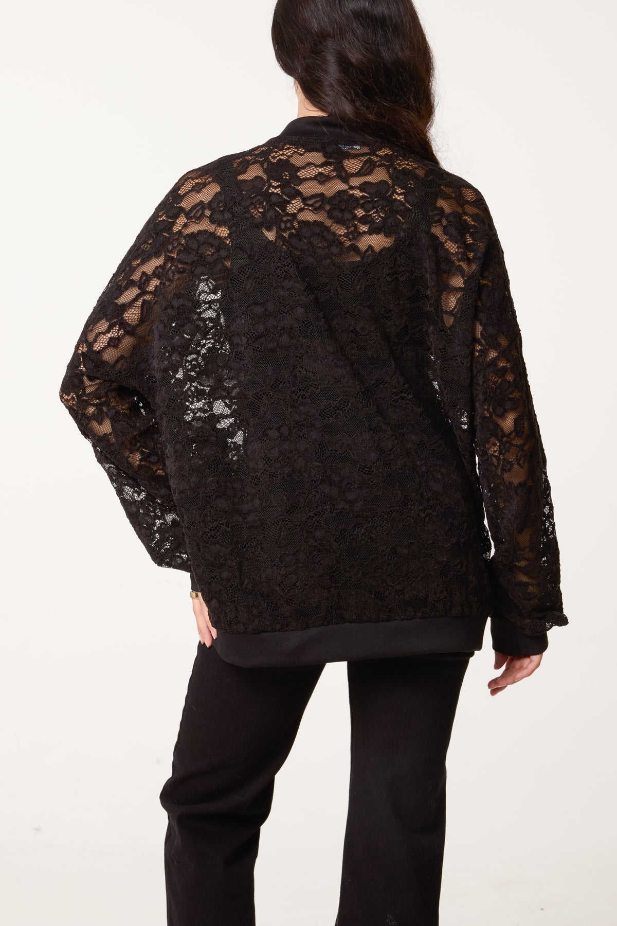 Zip Through Lace Jacket With Pockets