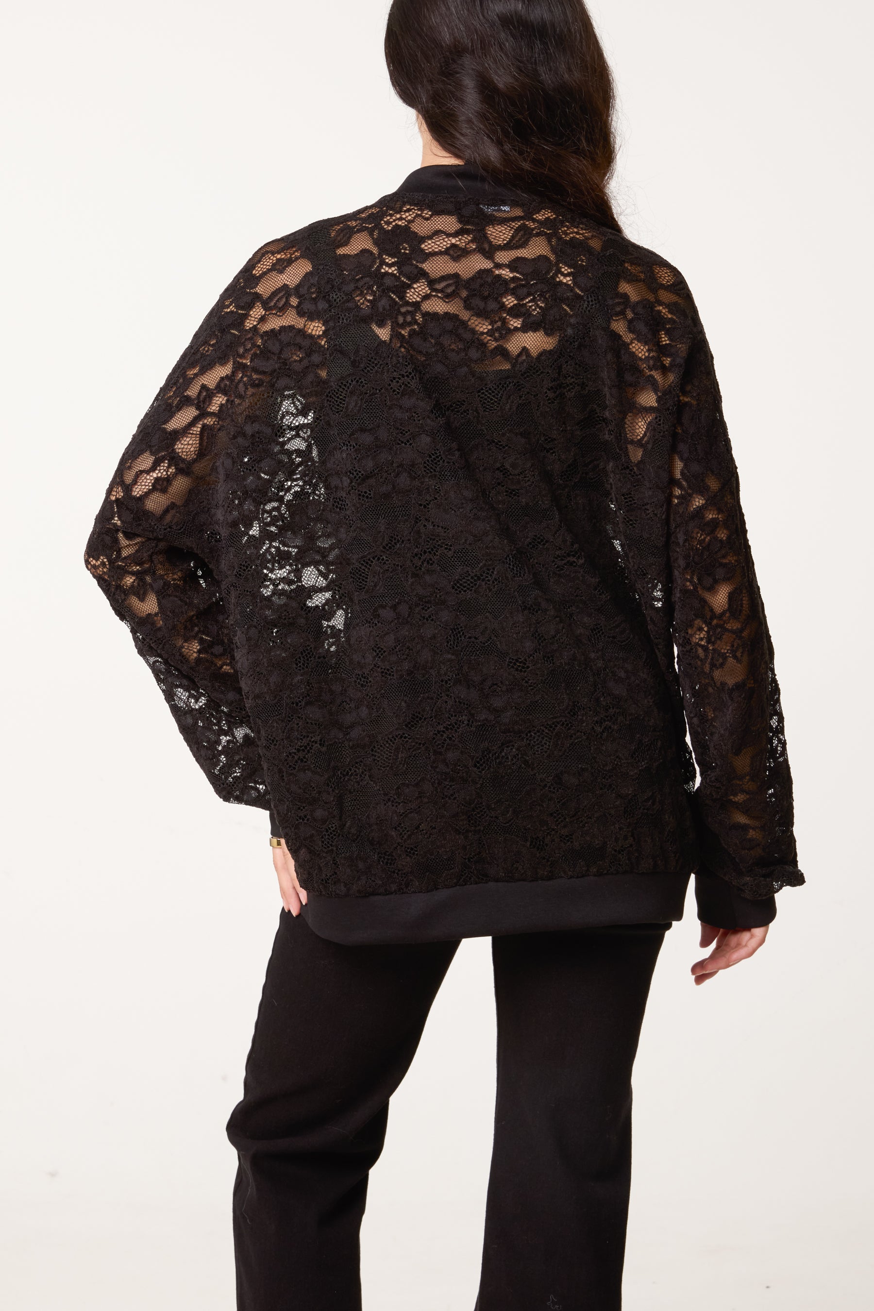 Zip Through Lace Jacket With Pockets