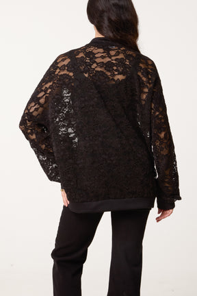 Zip Through Lace Jacket With Pockets