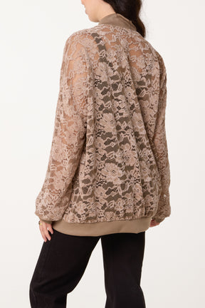 Zip Through Lace Jacket With Pockets
