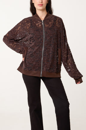 Zip Through Lace Jacket With Pockets
