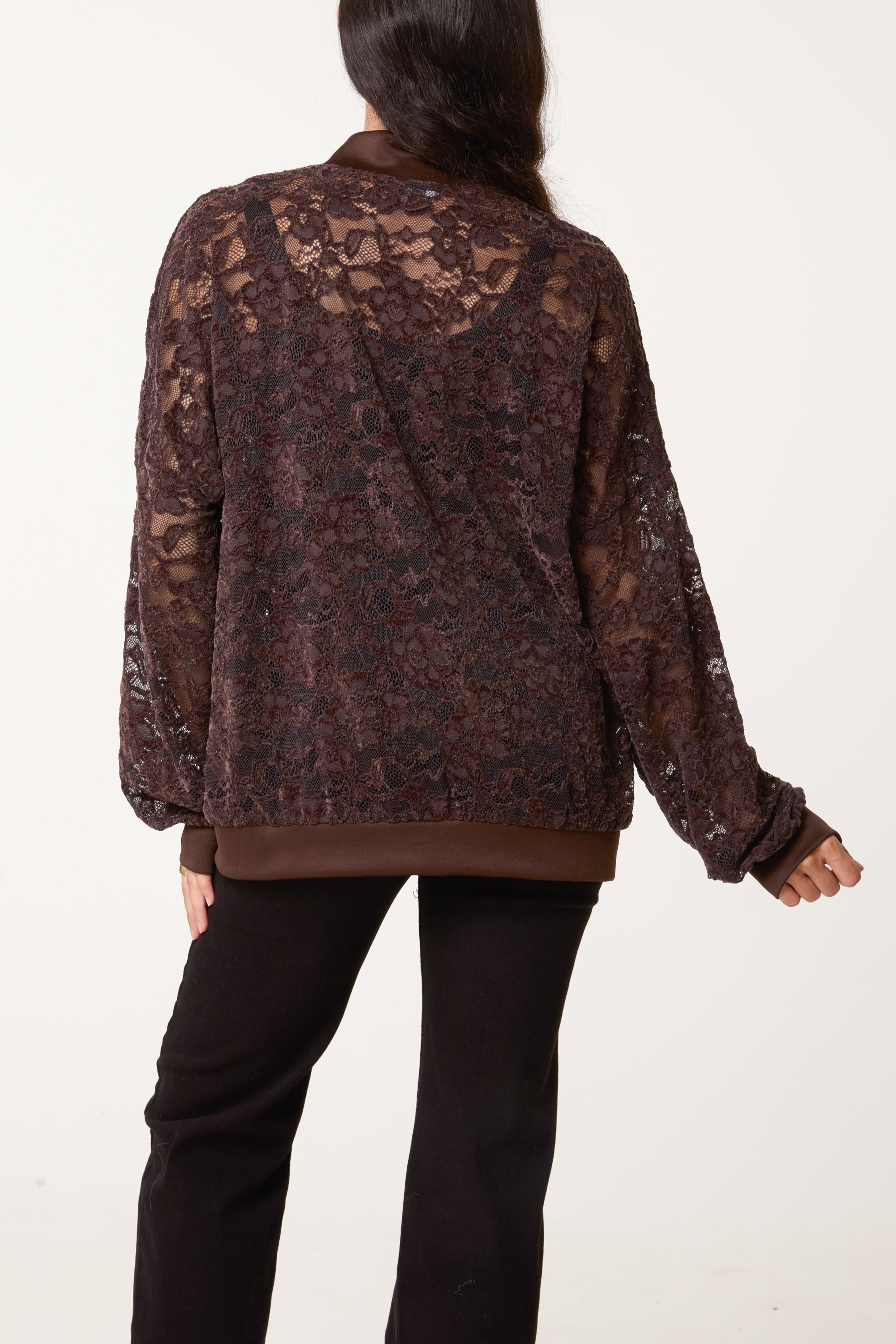 Zip Through Lace Jacket With Pockets