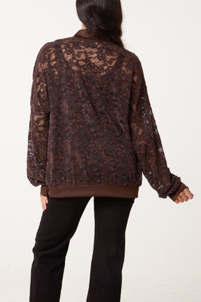 Zip Through Lace Jacket With Pockets