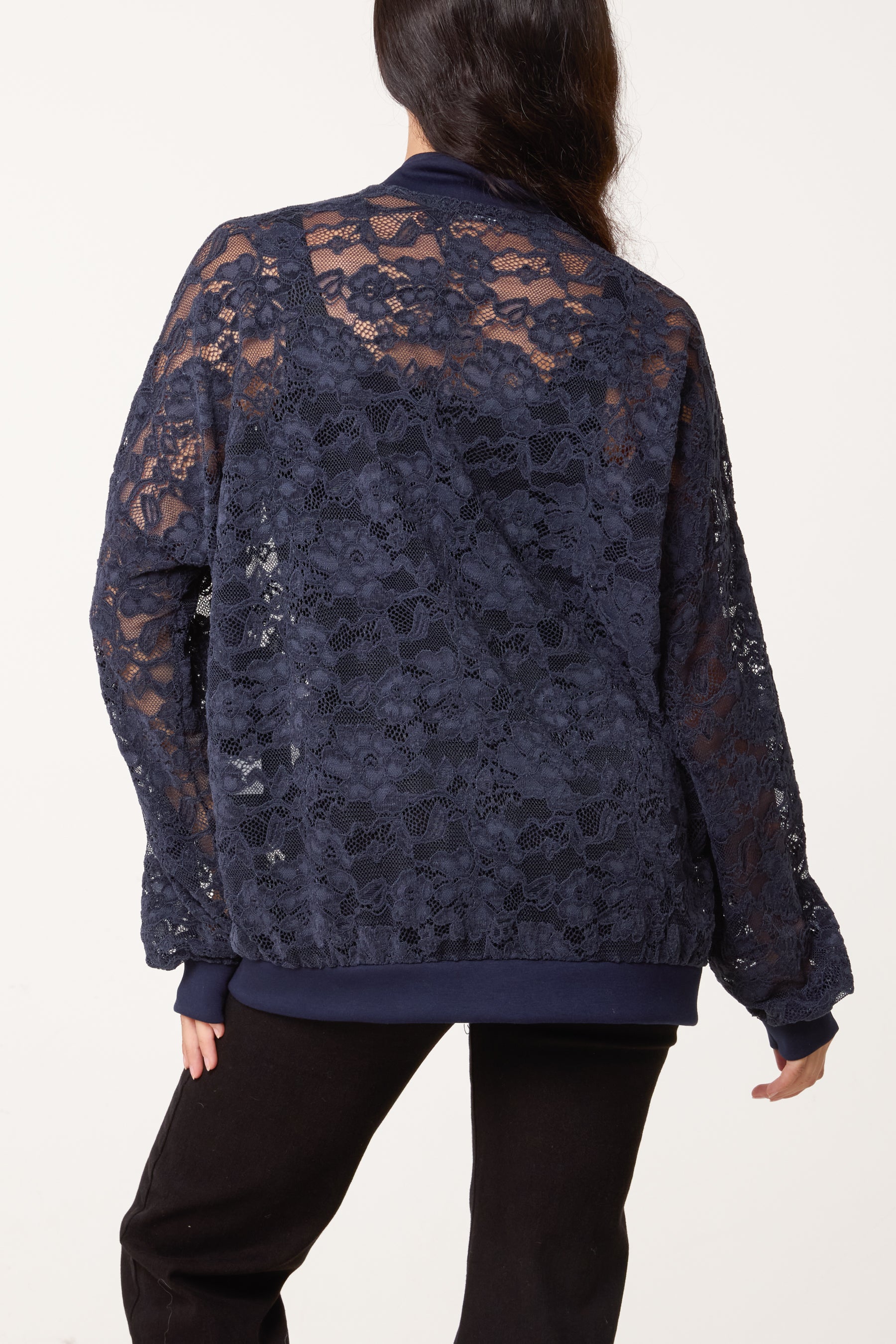 Zip Through Lace Jacket With Pockets