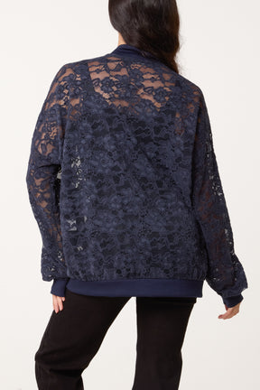 Zip Through Lace Jacket With Pockets