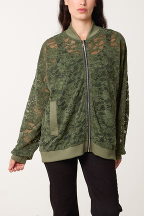 Zip Through Lace Jacket With Pockets