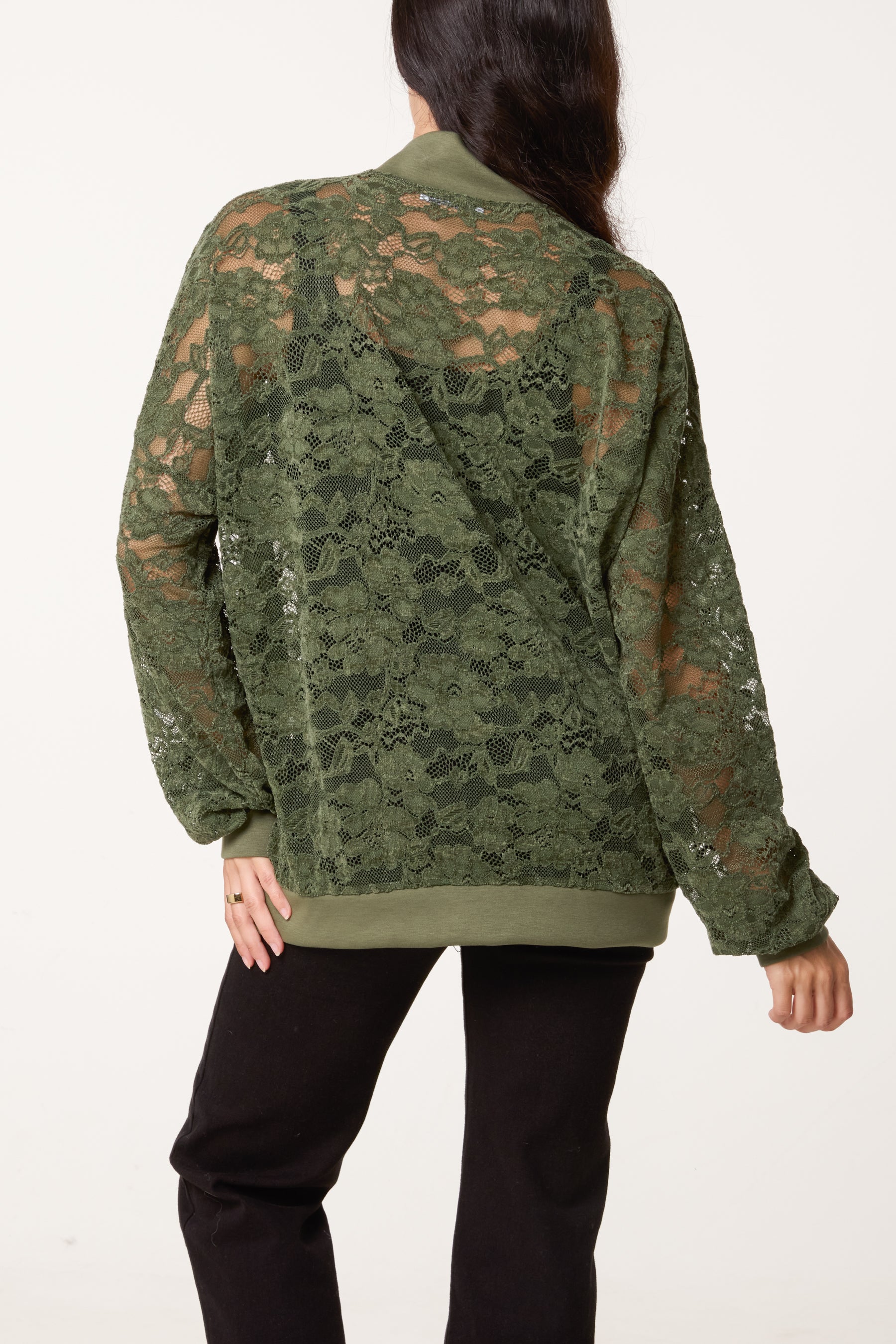 Zip Through Lace Jacket With Pockets