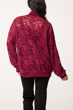 Zip Through Lace Jacket With Pockets