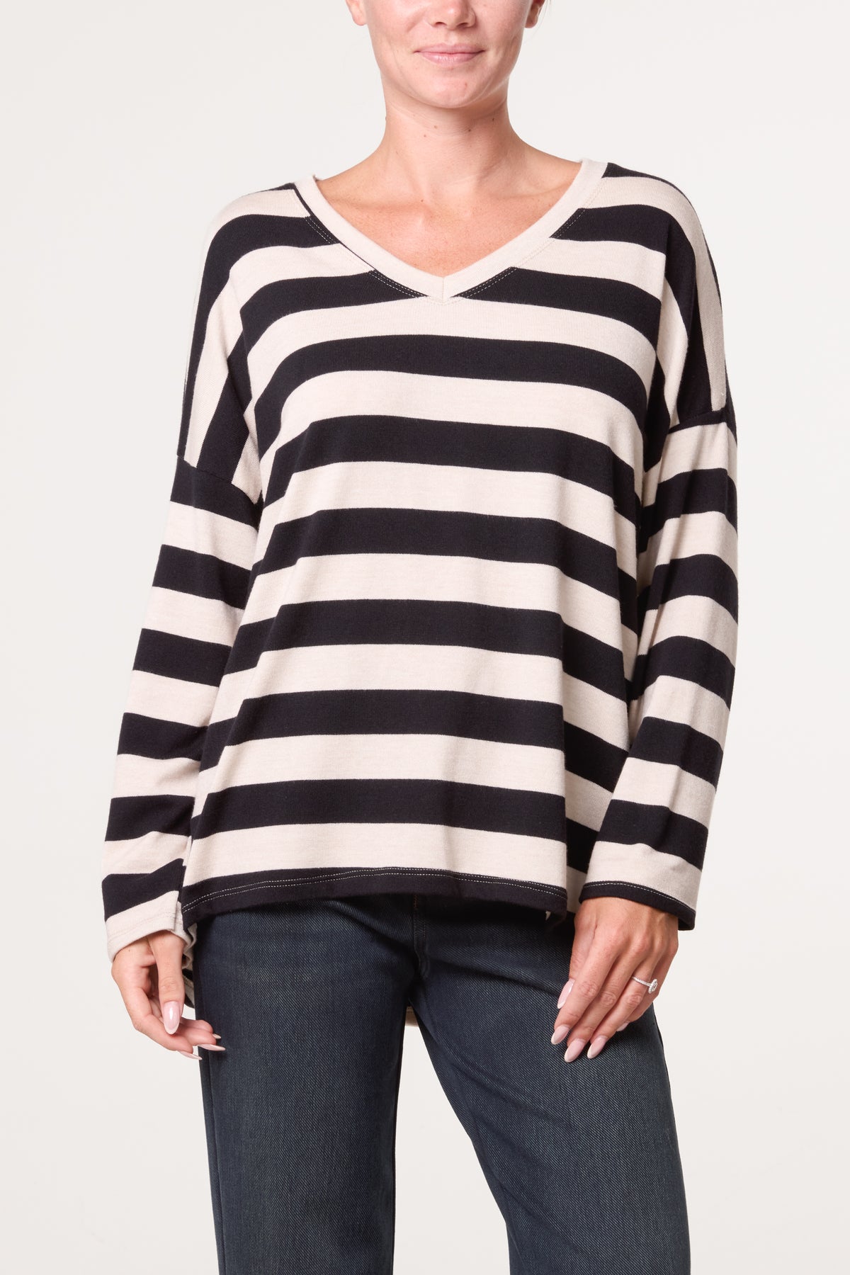Striped V Neck Top