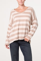 Striped V Neck Top