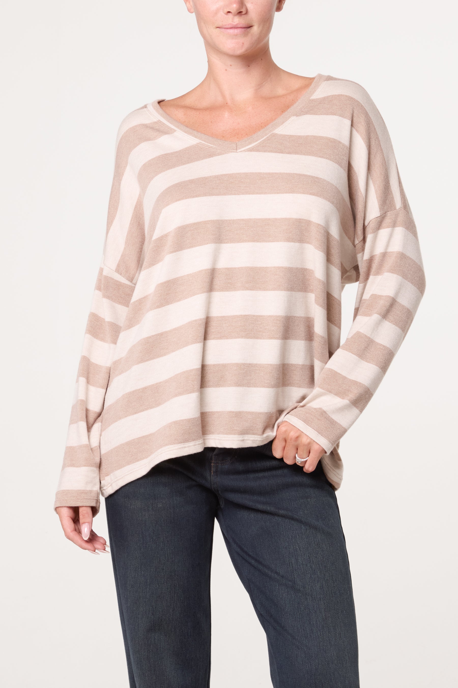 Striped V Neck Top