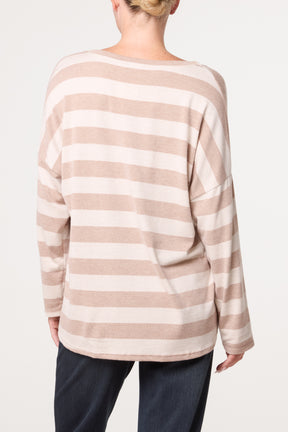 Striped V Neck Top