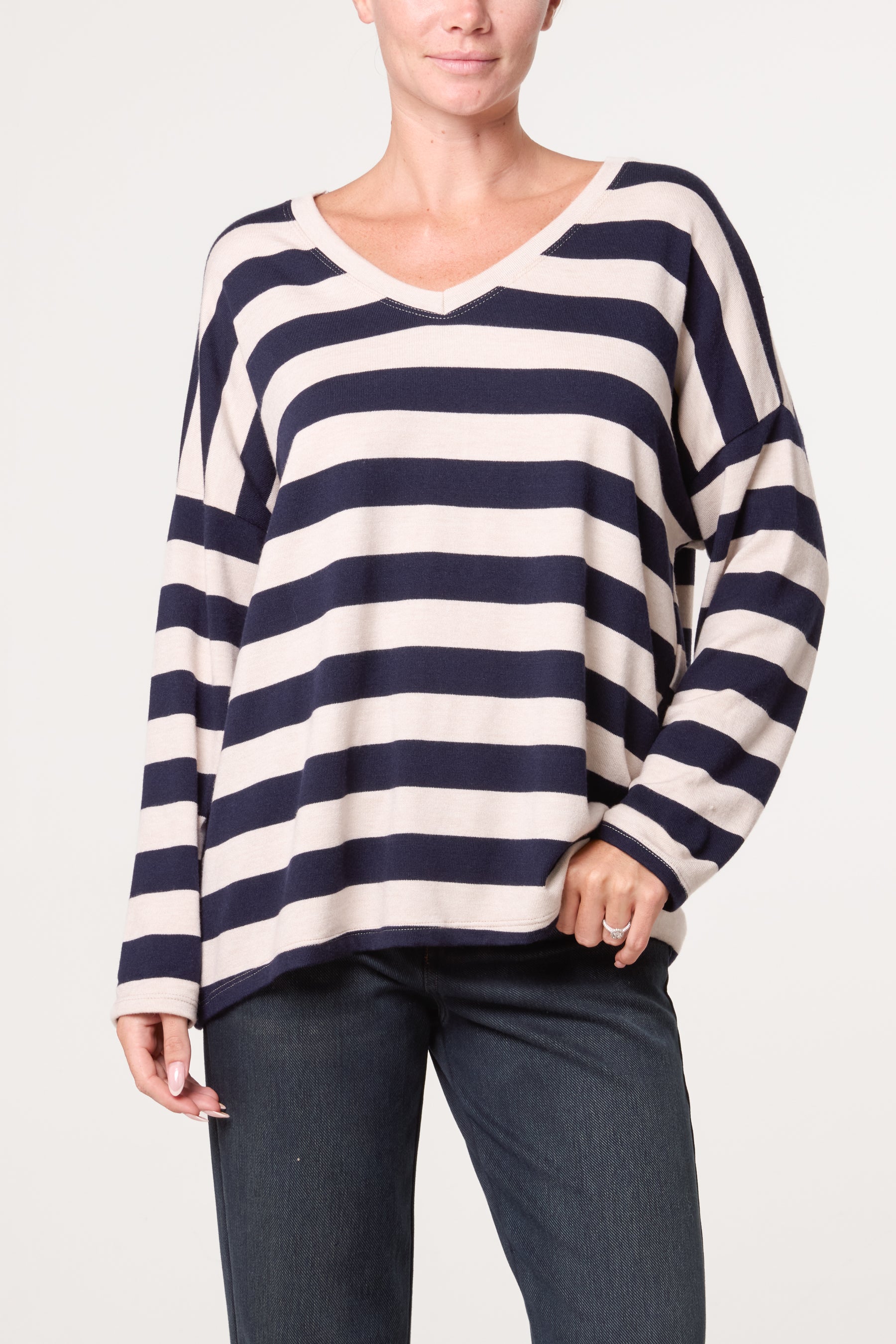 Striped V Neck Top